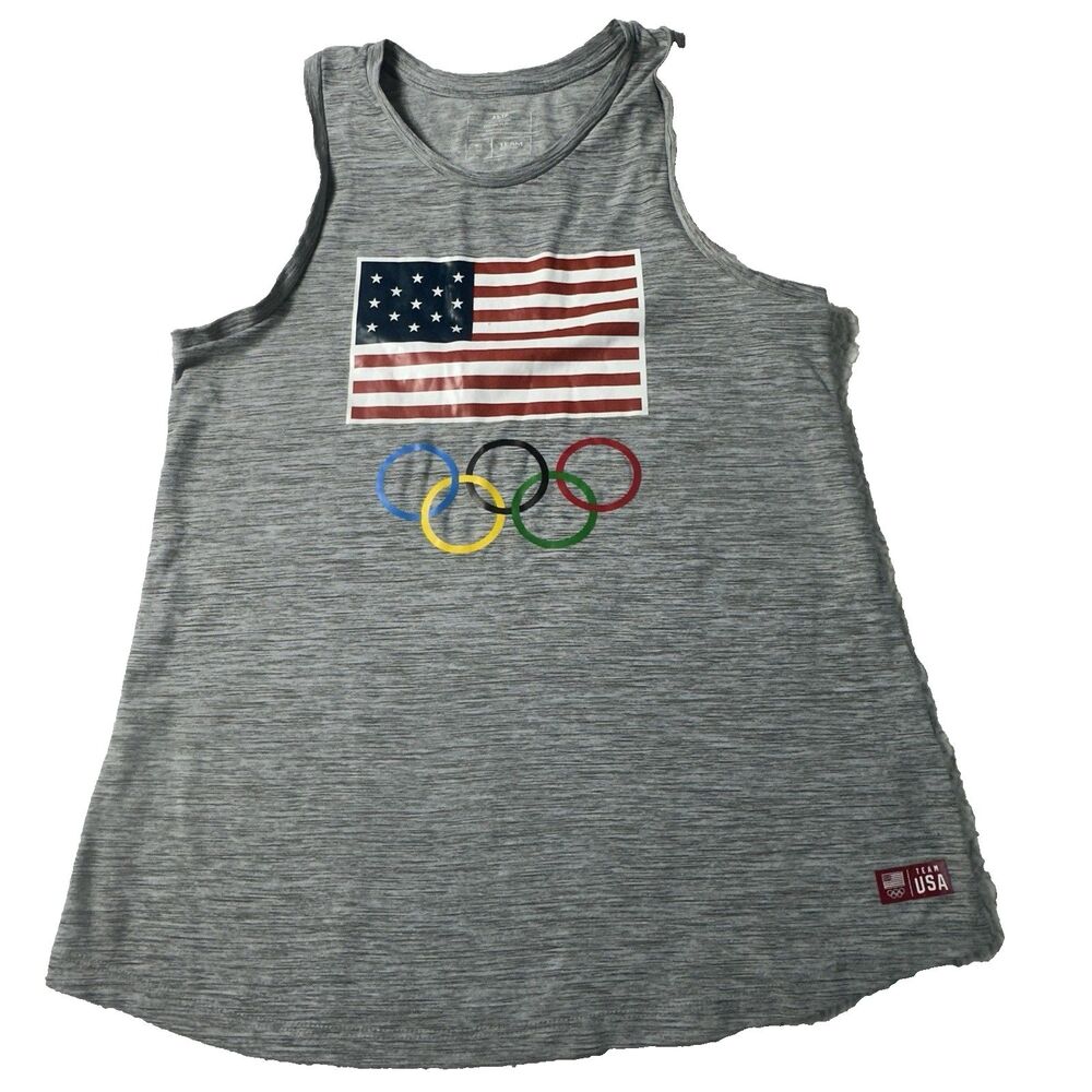 Team Apparel USA Olympics Unisex Tank Top Grey Gray Athletic Workout X-Small